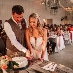 Kaitlin & Josh Barn Wedding cake cutting - Throw Yo Hands Up Entertainmtne DJ & Photo Booth Throw Yo Hands Up Entertainment